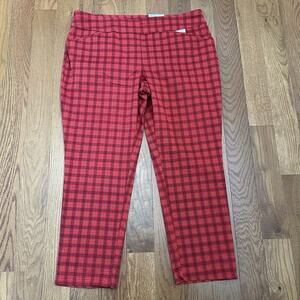Croft & Barrow Womens Red Plaid Stretchable Pants Size 12 Petite‎ NWT